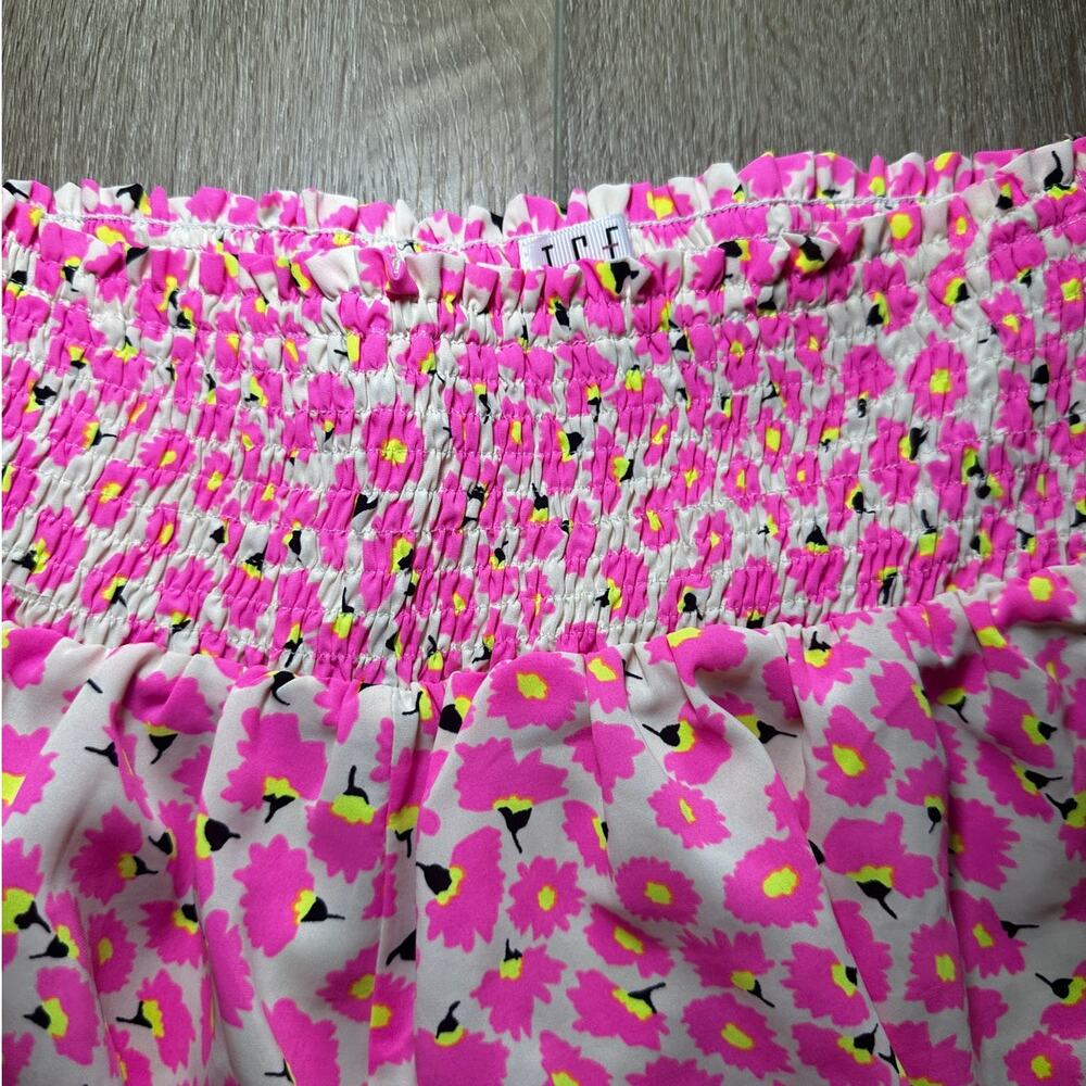 NEW TCEC Smocked High Waisted Floral Shorts Pink Cottagecore Coquette Small - Picture 5 of 7